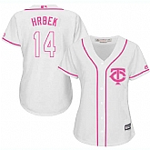 Women Minnesota Twins #14 Kent Hrbek White Pink New Cool Base Jersey JiaSu,baseball caps,new era cap wholesale,wholesale hats