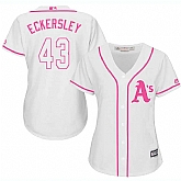 Women Oakland Athletics #43 Dennis Eckersley White Pink New Cool Base Jersey JiaSu,baseball caps,new era cap wholesale,wholesale hats