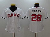 Women San Francisco Giants #28 Buster Posey White Mother's Day New Cool Base Jersey,baseball caps,new era cap wholesale,wholesale hats