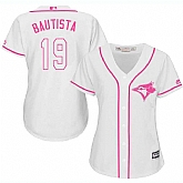Women Toronto Blue Jays #19 Jose Bautista White Pink New Cool Base Jersey JiaSu,baseball caps,new era cap wholesale,wholesale hats