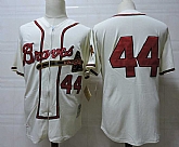 Atlanta Braves #44 Hank Aaron Cream Mitchell And Ness Throwback MLB Stitched Jersey,baseball caps,new era cap wholesale,wholesale hats