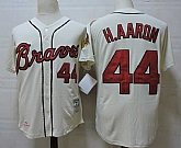 Atlanta Braves #44 Hank Aaron Cream Mitchell And Ness Throwback Stitched Jersey,baseball caps,new era cap wholesale,wholesale hats