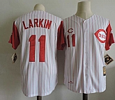 Cincinnati Reds #11 Barry Larkin White Mitchell And Ness Throwback Stitched Jersey,baseball caps,new era cap wholesale,wholesale hats