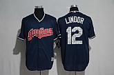 Cleveland Indians #12 Francisco Lindor Navy Blue 2017 Spring Training Flexbase Stitched Jersey,baseball caps,new era cap wholesale,wholesale hats