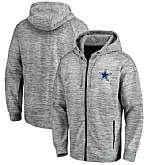 Men's Dallas Cowboys Pro Line by Fanatics Branded Space Dye Performance Full Zip Hoodie Heathered Gray FengYun,baseball caps,new era cap wholesale,wholesale hats