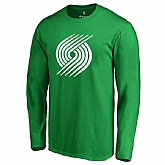 Men's Portland Trail Blazers Fanatics Branded Kelly Green St. Patrick's Day White Logo Long Sleeve T-Shirt FengYun,baseball caps,new era cap wholesale,wholesale hats