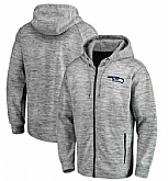 Men's Seattle Seahawks NFL Pro Line by Fanatics Branded Space Dye Performance Full Zip Hoodie Heathered Gray FengYun,baseball caps,new era cap wholesale,wholesale hats