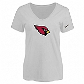 Women's Arizona Cardinals White Logo V neck T-Shirt FengYun,baseball caps,new era cap wholesale,wholesale hats