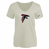 Women's Atlanta Falcons Cream Logo V neck T-Shirt FengYun,baseball caps,new era cap wholesale,wholesale hats