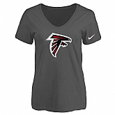 Women's Atlanta Falcons D.Gray Logo V neck T-Shirt FengYun,baseball caps,new era cap wholesale,wholesale hats