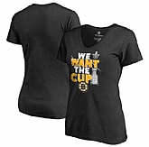 Women's Boston Bruins Fanatics Branded 2017 NHL Stanley Cup Playoffs Participant Blue Line Slim Fit V Neck T Shirt Black FengYun,baseball caps,new era cap wholesale,wholesale hats
