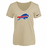 Women's Buffalo Bills Beige Logo V neck T-Shirt FengYun,baseball caps,new era cap wholesale,wholesale hats