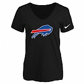 Women's Buffalo Bills Black Logo V neck T-Shirt FengYun,baseball caps,new era cap wholesale,wholesale hats