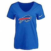 Women's Buffalo Bills Blue Logo V neck T-Shirt FengYun,baseball caps,new era cap wholesale,wholesale hats