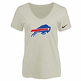 Women's Buffalo Bills Cream Logo V neck T-Shirt FengYun,baseball caps,new era cap wholesale,wholesale hats