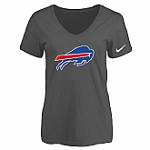 Women's Buffalo Bills D.Gray Logo V neck T-Shirt FengYun,baseball caps,new era cap wholesale,wholesale hats