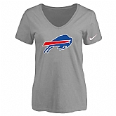 Women's Buffalo Bills L.Gray Logo V neck T-Shirt FengYun,baseball caps,new era cap wholesale,wholesale hats