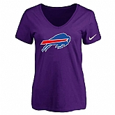 Women's Buffalo Bills Purple Logo V neck T-Shirt FengYun,baseball caps,new era cap wholesale,wholesale hats