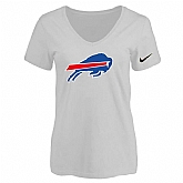 Women's Buffalo Bills White Logo V neck T-Shirt FengYun,baseball caps,new era cap wholesale,wholesale hats