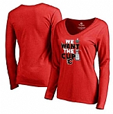 Women's Calgary Flames Fanatics Branded 2017 NHL Stanley Cup Playoff Participant Blue Line V Neck Long Sleeve T Shirt Red FengYun,baseball caps,new era cap wholesale,wholesale hats