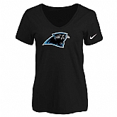 Women's Carolina Panthers Black Logo V neck T-Shirt FengYun,baseball caps,new era cap wholesale,wholesale hats