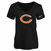 Women's Chicago Bears Black Logo V neck T-Shirt FengYun,baseball caps,new era cap wholesale,wholesale hats