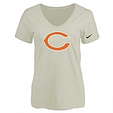 Women's Chicago Bears Cream Logo V neck T-Shirt FengYun,baseball caps,new era cap wholesale,wholesale hats