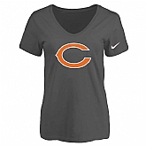 Women's Chicago Bears D.Gray Logo V neck T-Shirt FengYun,baseball caps,new era cap wholesale,wholesale hats