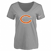 Women's Chicago Bears L.Gray Logo V neck T-Shirt FengYun,baseball caps,new era cap wholesale,wholesale hats