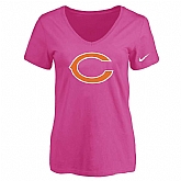 Women's Chicago Bears Peach Logo V neck T-Shirt FengYun,baseball caps,new era cap wholesale,wholesale hats