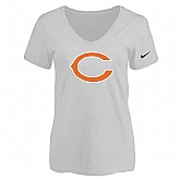 Women's Chicago Bears White Logo V neck T-Shirt FengYun,baseball caps,new era cap wholesale,wholesale hats