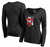 Women's Chicago Blackhawks Fanatics Branded 2017 NHL Stanley Cup Playoff Participant Blue Line V Neck Long Sleeve T Shirt Black FengYun,baseball caps,new era cap wholesale,wholesale hats