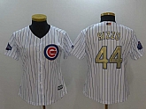 Women's Chicago Cubs #44 Anthony Rizzo White World Series Gold Program Cool Base Stitched Jersey,baseball caps,new era cap wholesale,wholesale hats