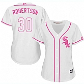 Women's Chicago White Sox #30 David Robertson White Pink New Cool Base Jersey,baseball caps,new era cap wholesale,wholesale hats