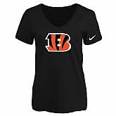 Women's Cincinnati Bengals Black Logo V neck T-Shirt FengYun,baseball caps,new era cap wholesale,wholesale hats