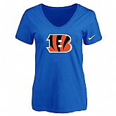 Women's Cincinnati Bengals Blue Logo V neck T-Shirt FengYun,baseball caps,new era cap wholesale,wholesale hats