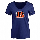 Women's Cincinnati Bengals D.Blue Logo V neck T-Shirt FengYun,baseball caps,new era cap wholesale,wholesale hats