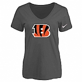 Women's Cincinnati Bengals D.Gray Logo V neck T-Shirt FengYun,baseball caps,new era cap wholesale,wholesale hats