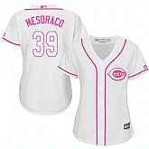 Women's Cincinnati Reds #39 Devin Mesoraco White Pink New Cool Base Jersey,baseball caps,new era cap wholesale,wholesale hats