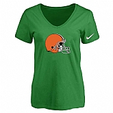 Women's Cleveland Browns D.Green Logo V neck T-Shirt FengYun,baseball caps,new era cap wholesale,wholesale hats