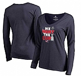 Women's Columbus Blue Jackets Fanatics Branded 2017 NHL Stanley Cup Playoff Participant Blue Line V Neck Long Sleeve T Shirt Navy FengYun,baseball caps,new era cap wholesale,wholesale hats