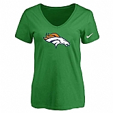 Women's Denver Broncos D.Green Logo V neck T-Shirt FengYun,baseball caps,new era cap wholesale,wholesale hats
