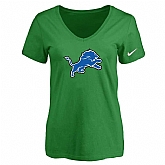 Women's Detroit Lions D.Green Logo V neck T-Shirt FengYun,baseball caps,new era cap wholesale,wholesale hats