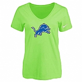 Women's Detroit Lions L.Green Logo V neck T-Shirt FengYun,baseball caps,new era cap wholesale,wholesale hats