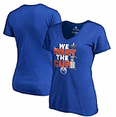 Women's Edmonton Oilers Fanatics Branded 2017 NHL Stanley Cup Playoff Participant Blue Line Plus Size V Neck T Shirt Royal FengYun,baseball caps,new era cap wholesale,wholesale hats