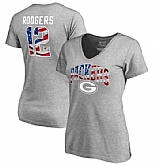 Women's Green Bay Packers 12 Aaron Rodgers NFL Pro Line by Fanatics Branded Banner Wave Name & Number T Shirt Heathered Gray FengYun,baseball caps,new era cap wholesale,wholesale hats