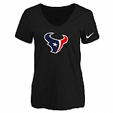 Women's Houston Texans Black Logo V neck T-Shirt FengYun,baseball caps,new era cap wholesale,wholesale hats