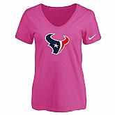 Women's Houston Texans Peach Logo V neck T-Shirt FengYun,baseball caps,new era cap wholesale,wholesale hats
