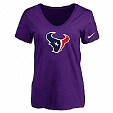 Women's Houston Texans Purple Logo V neck T-Shirt FengYun,baseball caps,new era cap wholesale,wholesale hats