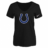 Women's Indiannapolis Colts Black Logo V neck T-Shirt FengYun,baseball caps,new era cap wholesale,wholesale hats
